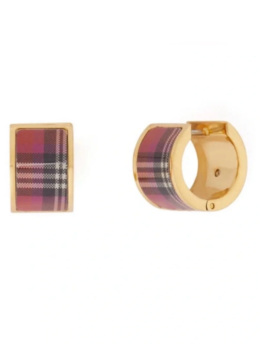 kate spade Gold-Tone Pink Plaid Heritage Flower Hinged Bangle & Earring Set
